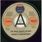 Click here for more info about 'Randy Vanwarmer - Just When I Needed You Most - 'A' Label'