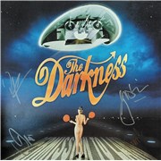 The Darkness Permission To Land - Blue Marbled Vinyl - Autographed UK vinyl LP