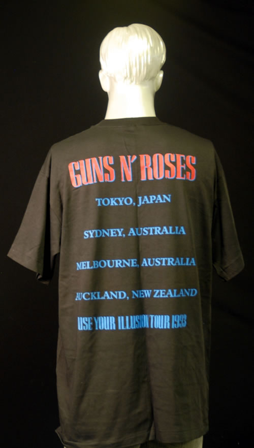 T-Shirt Ufficiale Guns N' Roses Use Your Illusion Tour - Maglia Uomo Nero Con Stampa Fronte E Retro